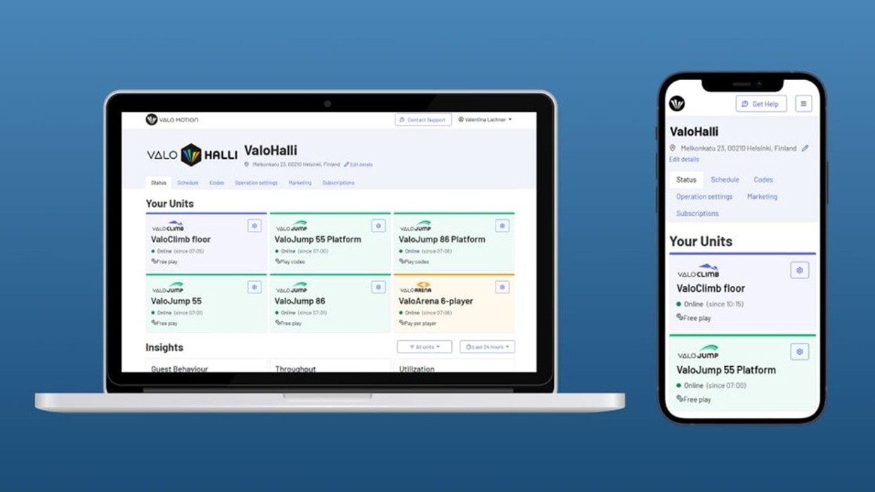 Laptop and phone displaying ValoHalli dashboard with unit statuses.