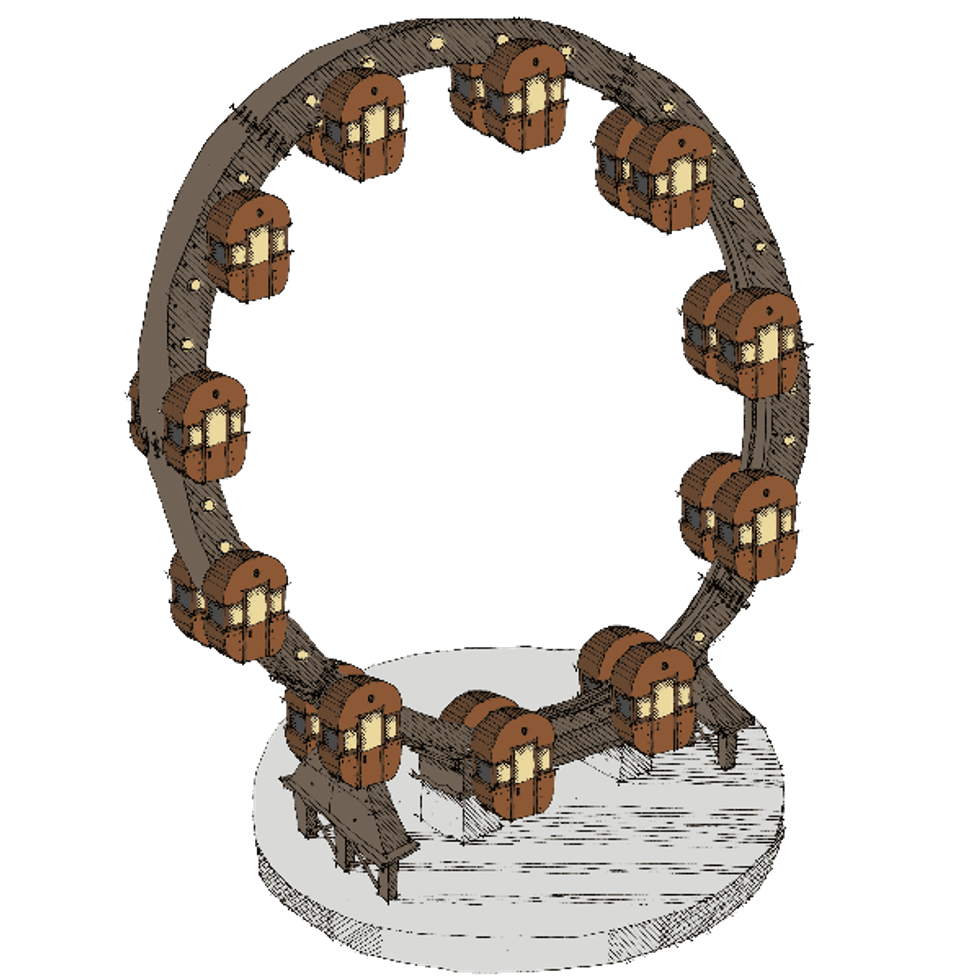 Larson International's spokeless ferris wheel Zenith concept at Mega Parc