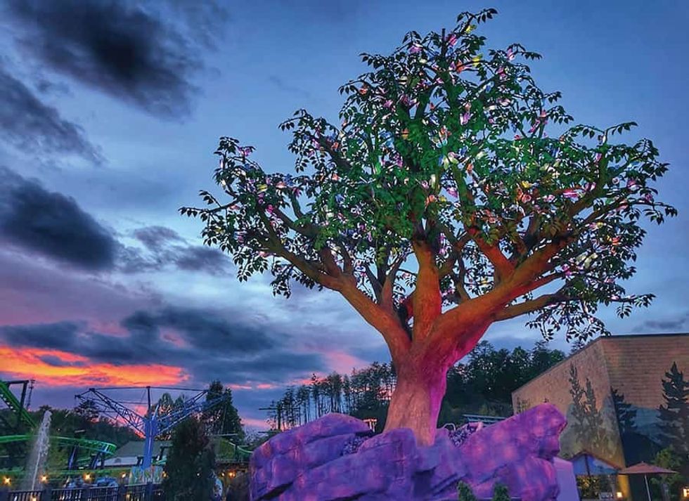 light and video integration for the Wildwood Tree at Dollywood is powered by Avolites solutions