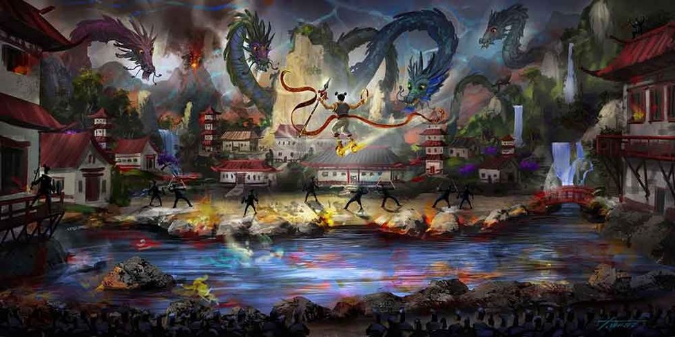 Live action stunt show Fury of the Dragon King by IDEATTACK at Evergrande Fairytale World theme park China