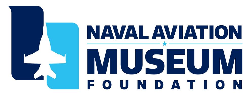 Logo of Naval Aviation Museum Foundation with jet silhouette.