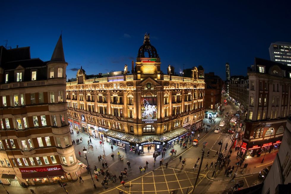 London Hippodrome outside at night
