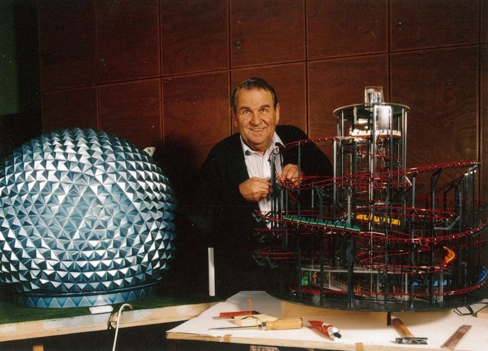 Mack with his model of the Eurosat rollercoaster