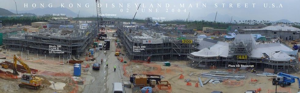 Main Street USA at Hong Kong Disneyland, pictured during construction in 2004