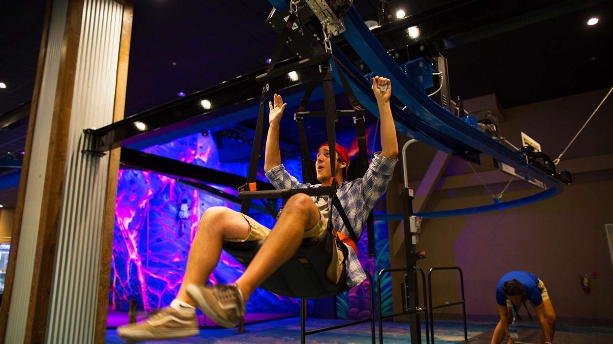 man rides cloud coaster created by extreme engineering