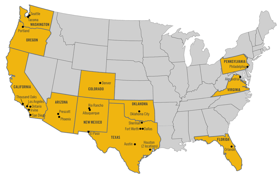 Map of Huitt Zollars offices