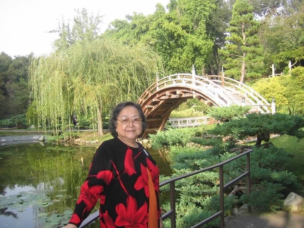 Margaret Kerrison's grandmother Marta Tjandra in The Huntington Japanese Garden, San Marino, CA