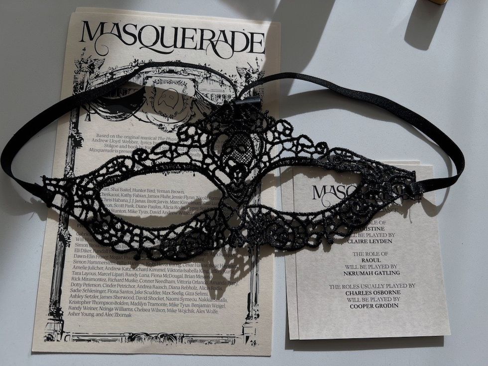Masquerade playbill and mask