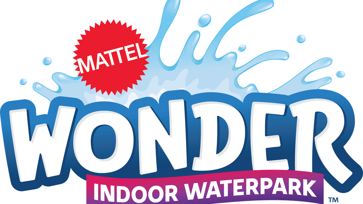 Mattel Wonder Indoor Waterpark logo with splash design.