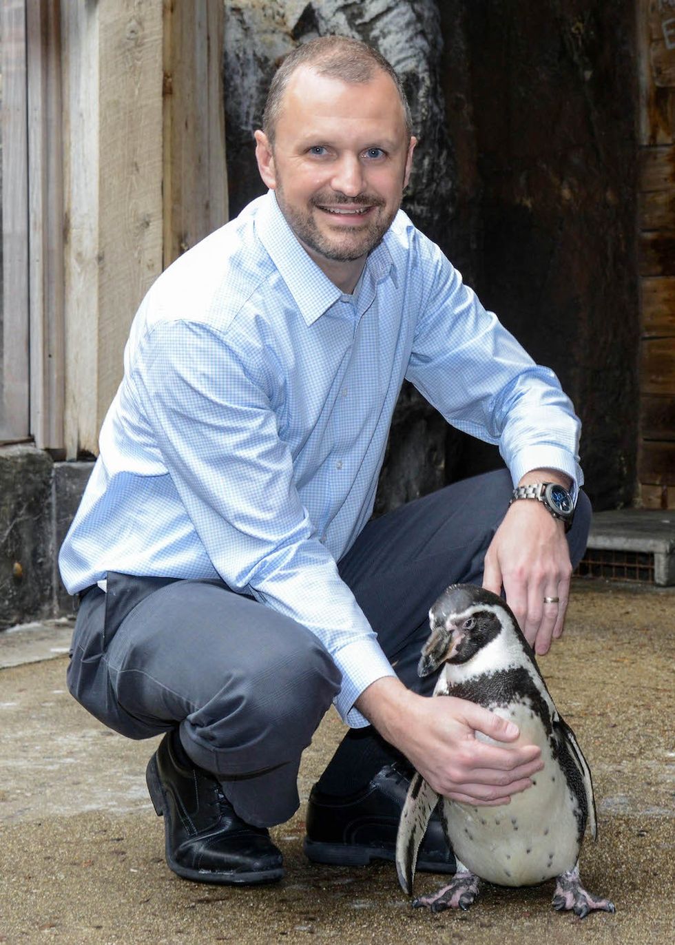 Mike Adkesson with penguin