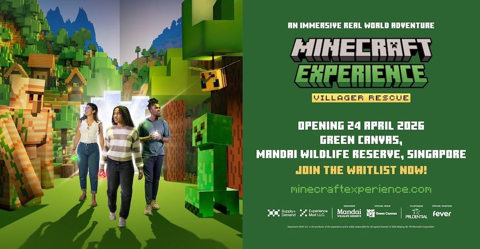 Minecraft Experience: Villager Rescue event, opening April 2026, Singapore.