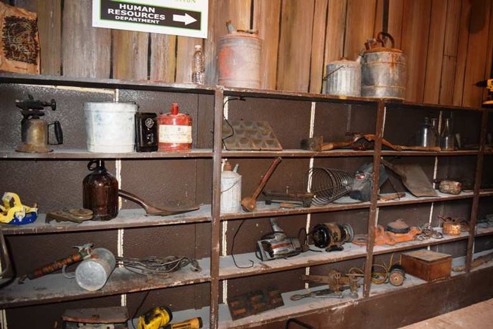 mining paraphenalia at haunted mine drop attraction
