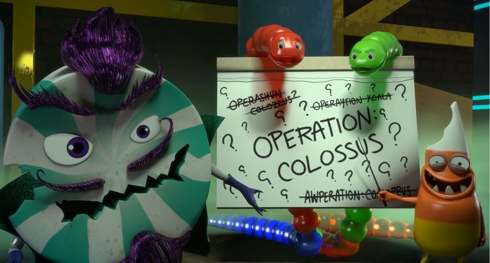 mint the merciless and his merry band of miscreants stand infront of a whiteboard