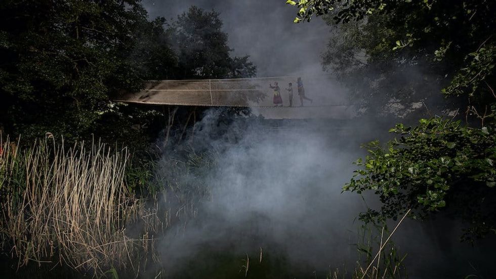 misty rope bridge at Skelf Island