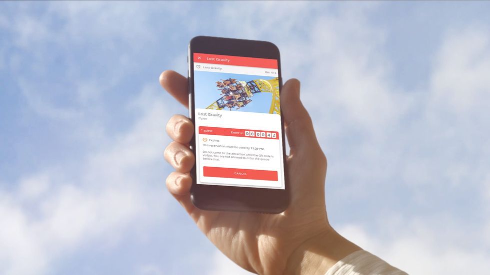 mobile phone app roller coaster queue