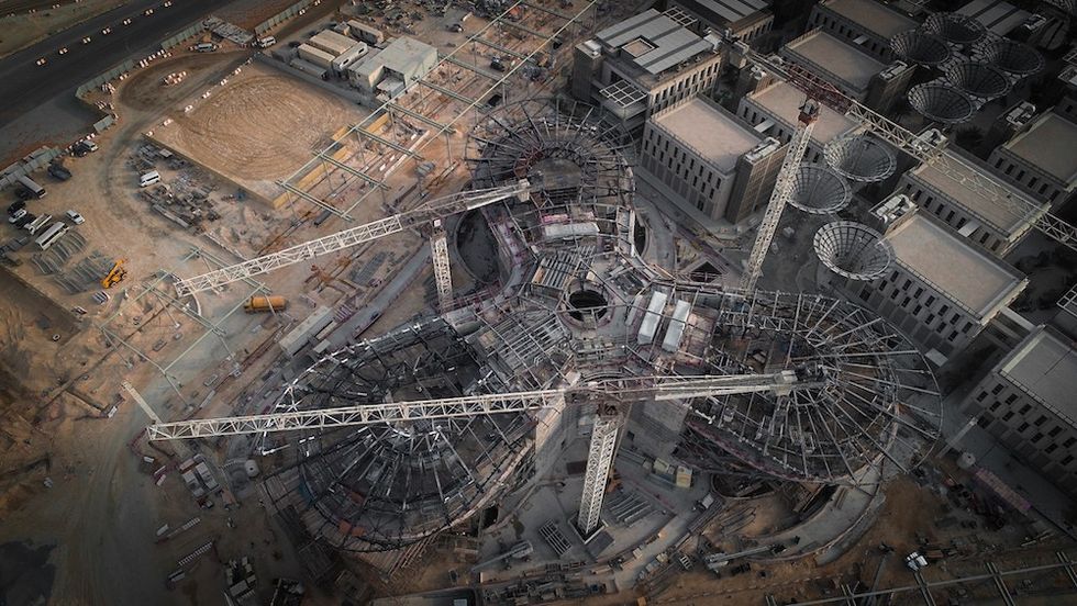 Mobility pavilion under construction at Expo 2020 Dubai which has now been postponed to 2021