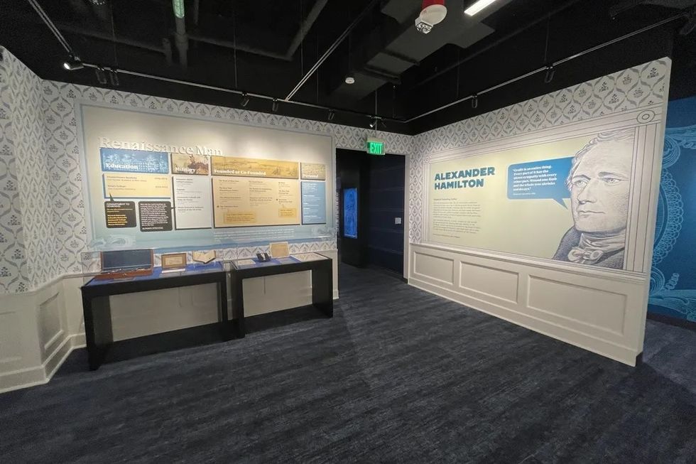 Museum of American Finance exhibit featuring information about Alexander Hamilton.