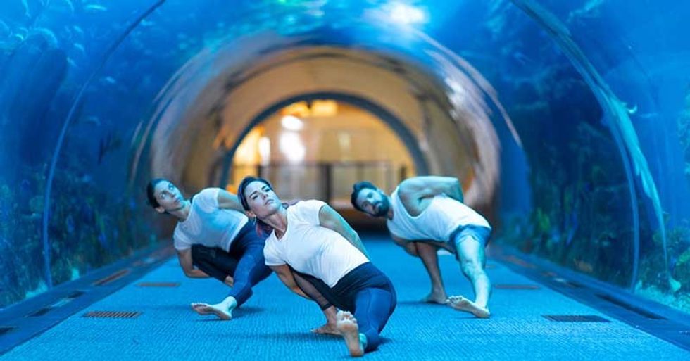 nderwatunderwater yoga at Dubai Aquarium