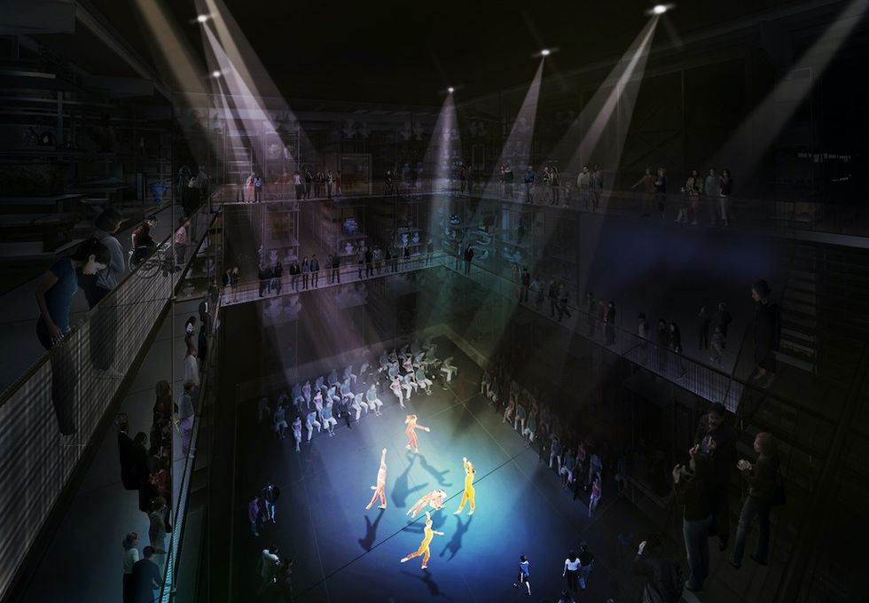 nternal render view showing a performance taking place in the centralpublic collection hall in V&A East Storehouse at Here East, designed byDiller Scofidio + Renfro.</p><p>© Diller Scofidio + Renfro, 2018</p>