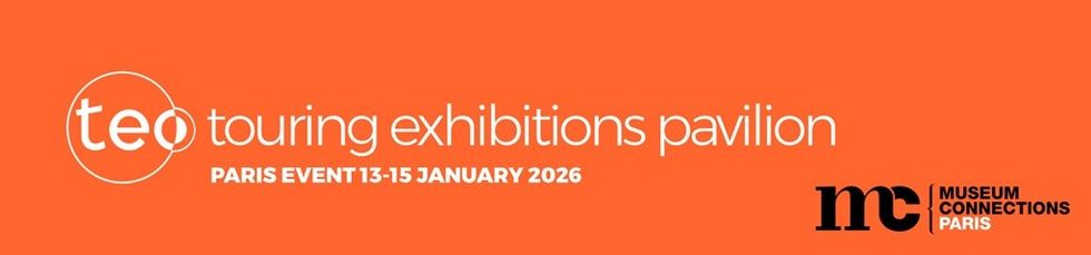 Orange banner for TEO event, Paris, January 13-15, 2026, with Museum Connections logo.