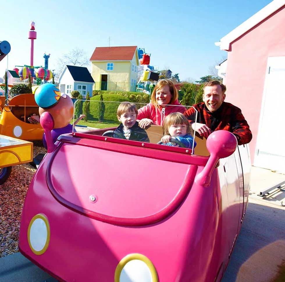 paultons park peppa pig world pink family car