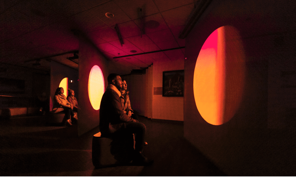 people at Nightrise experience from Moment Factory