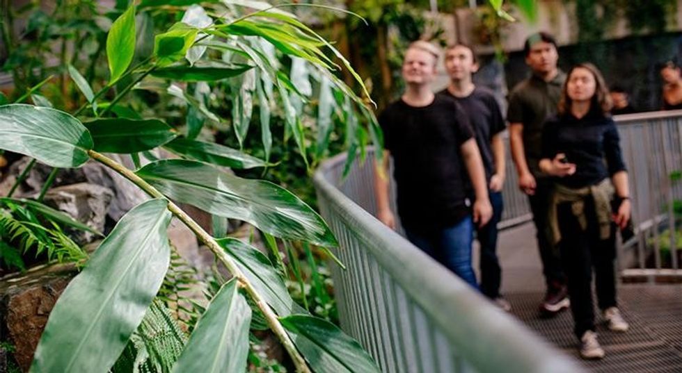 People at the cretaceous garden at Royal Tyrrell Museum