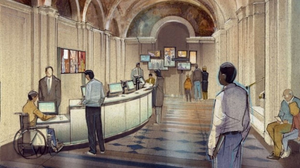 People inside a museum