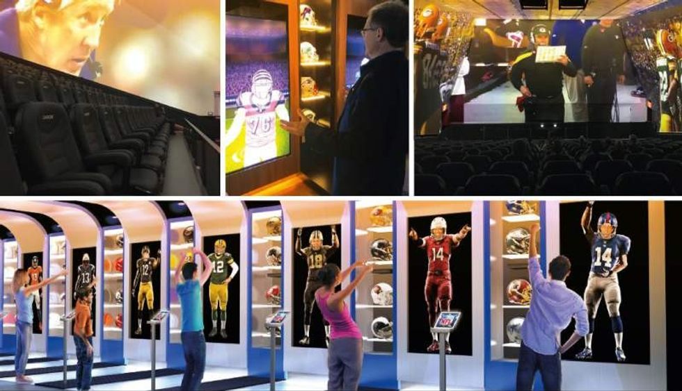 people try out interactive experiences at nfl experience times square