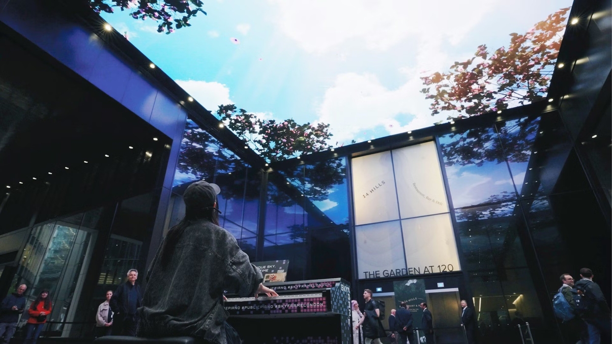 person playing the Skyframe Piano