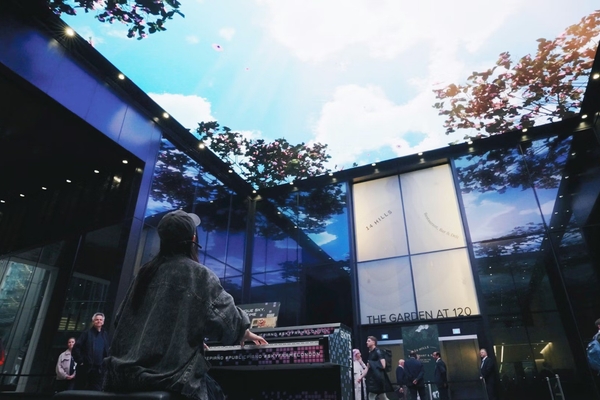 person playing the Skyframe Piano