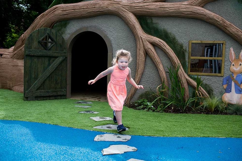 peter rabbit play area girl playing