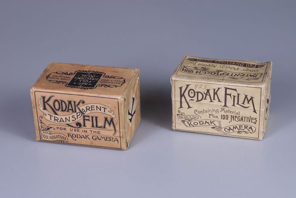 Photo of 1888 and 1889 boxes of Kodak film