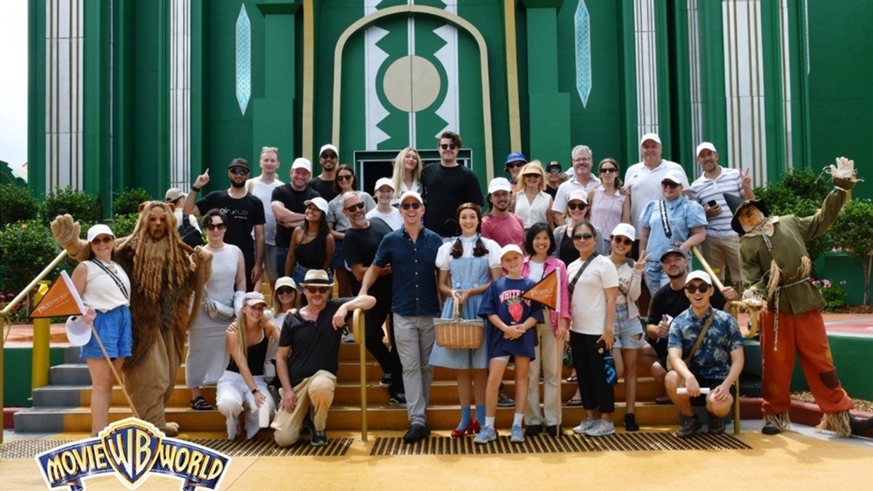 Pico Play staff and families at Movie World, Australia