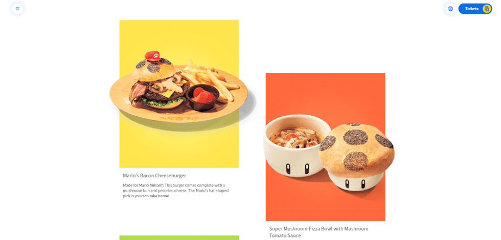 Pictures of food available at Super Nintendo World