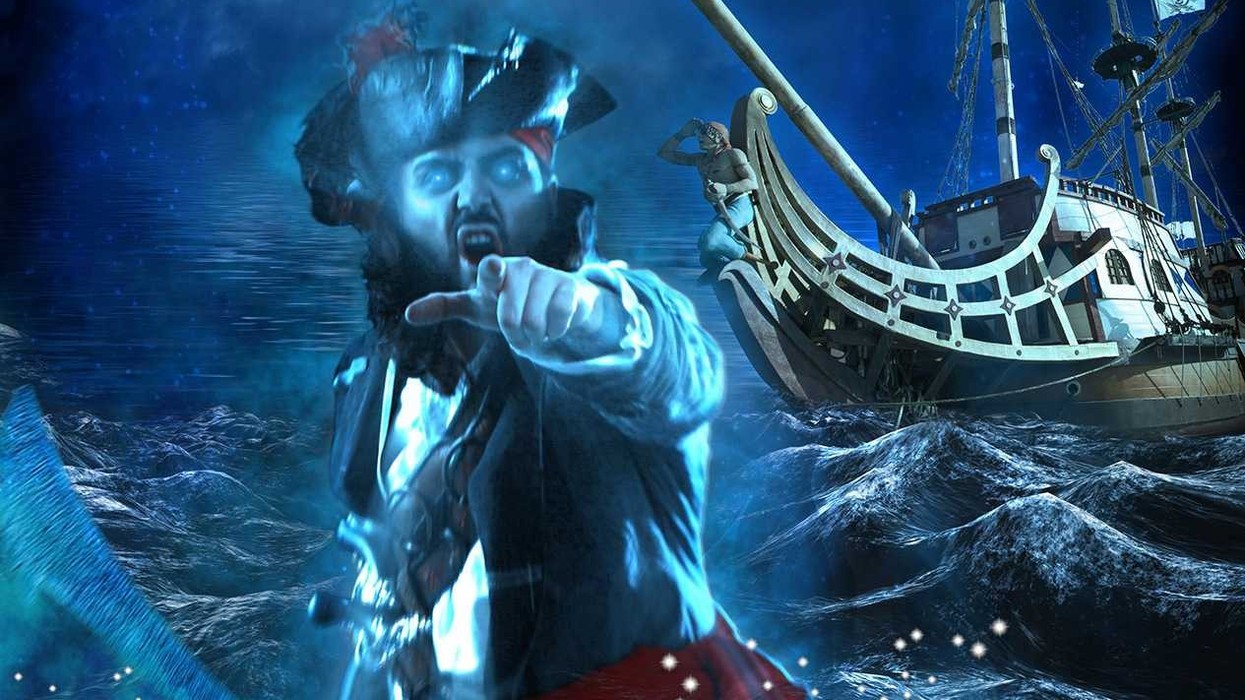 pirate character from revamped Corsair amusement ride at Gardaland