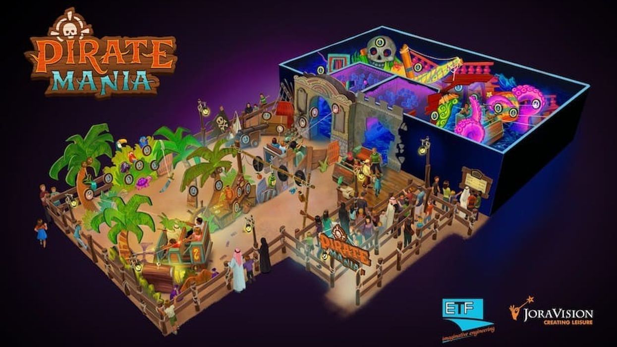Pirate Mania, a new smaller interactive dark ride designed for FECs by ETF Ride Systems and Jora Vision