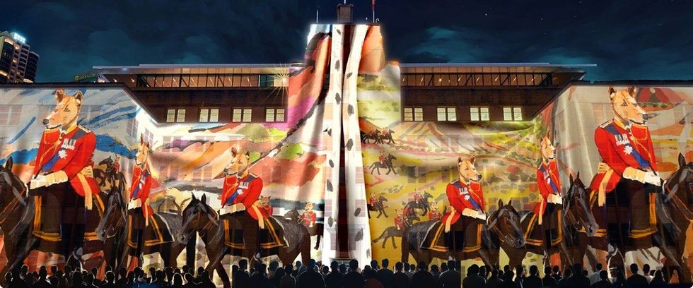 Pladia King Dingo by Vincent Namatjira projection