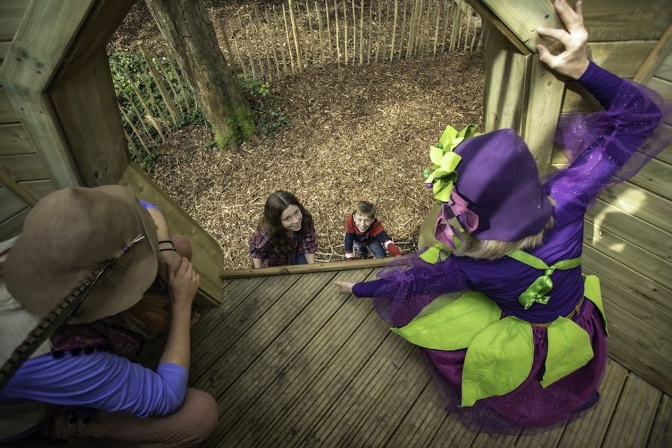 playing in one of Skelf Island's treehouses at Castle Howard