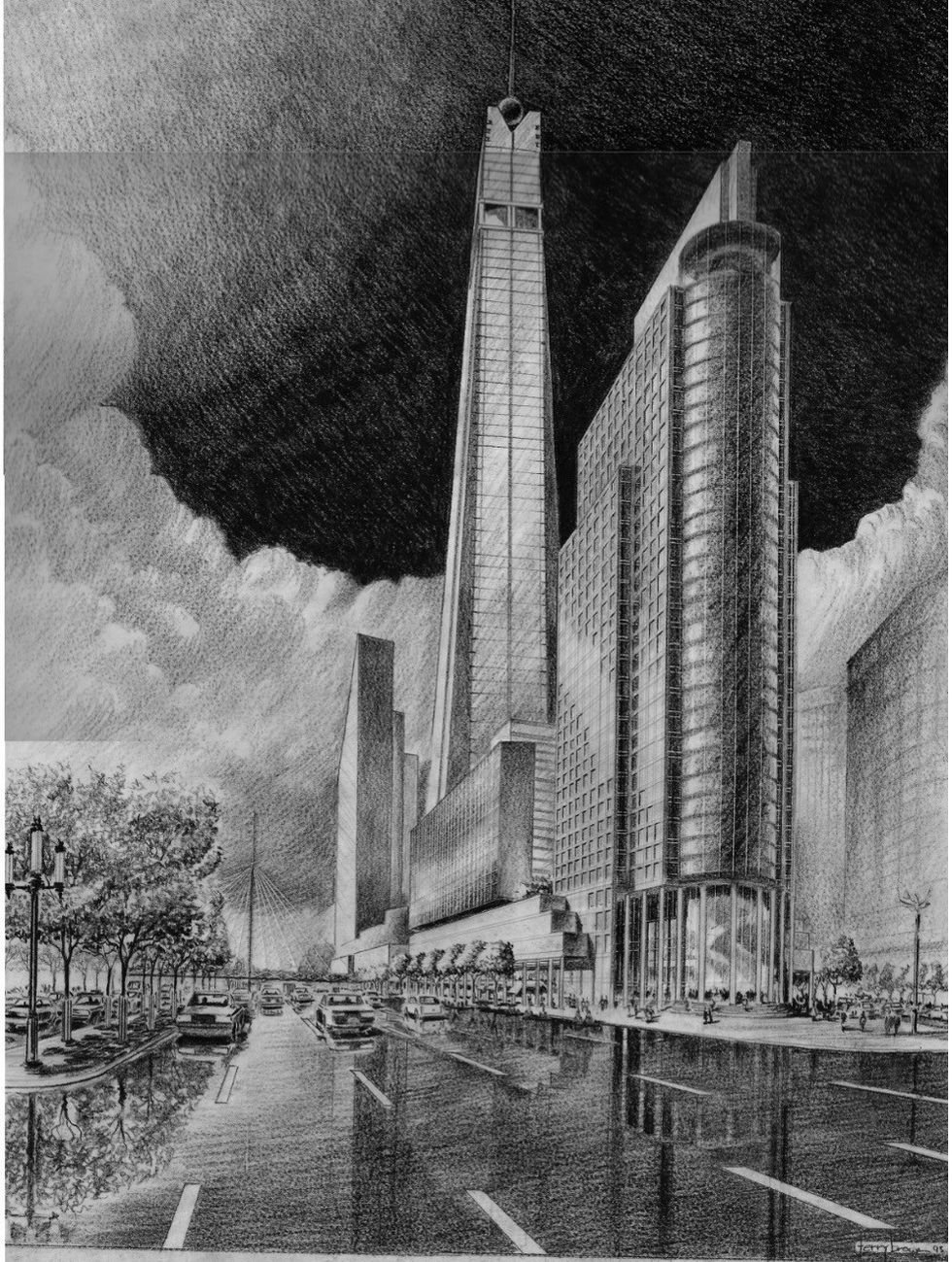 Prismacolor render for Crang and Boake Architects 1980’s