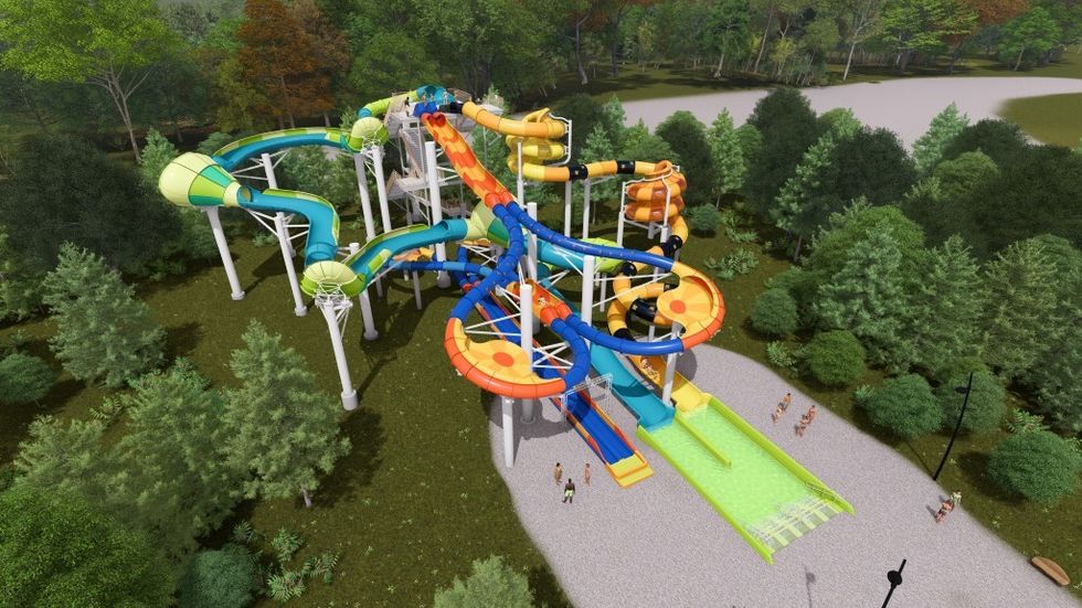 ProSlide HIVE Zoombezi Bay aerial view