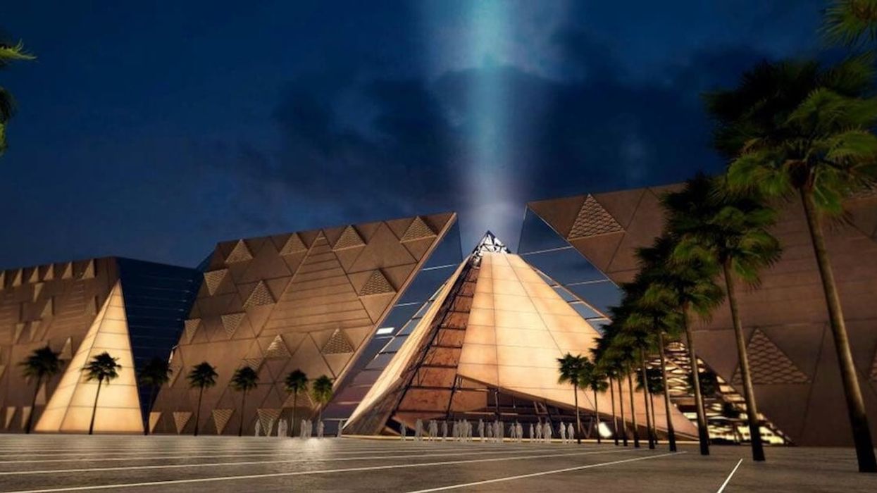 Pyramid wall at GEM grand Egyptian Museum