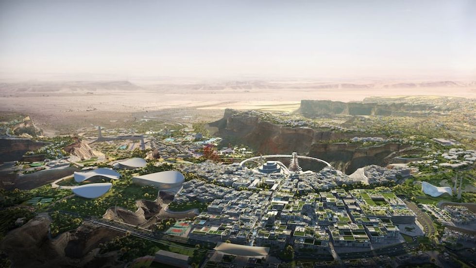 Qiddiya City Center Aerial View to Resort Core