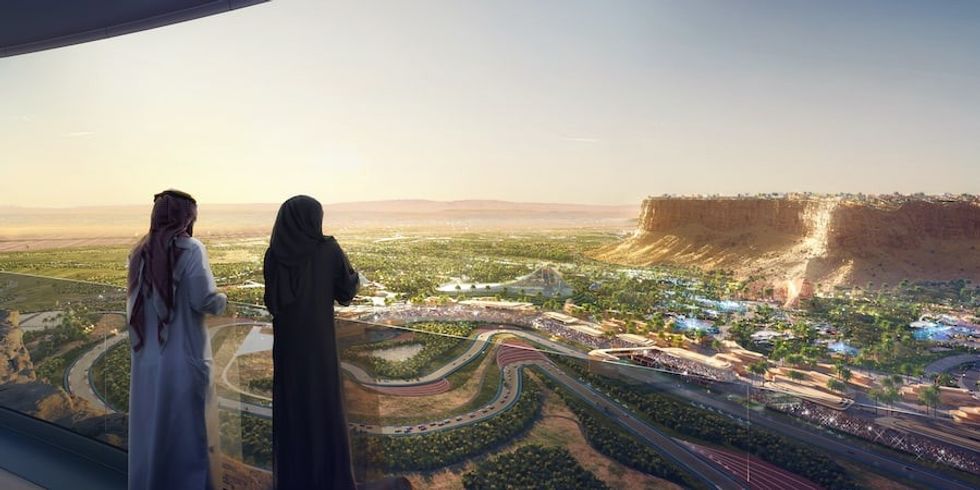 Qiddiya View of Resort Core and Speed Park from Cliff Edge Overlook philippe gas Philippe Gas