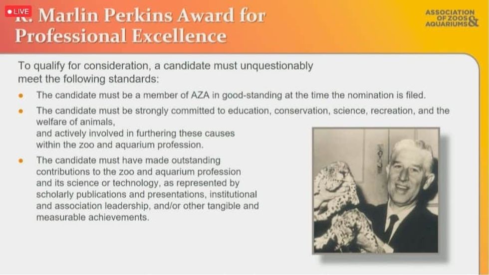 R Marlin Perkins Award for Excellence
