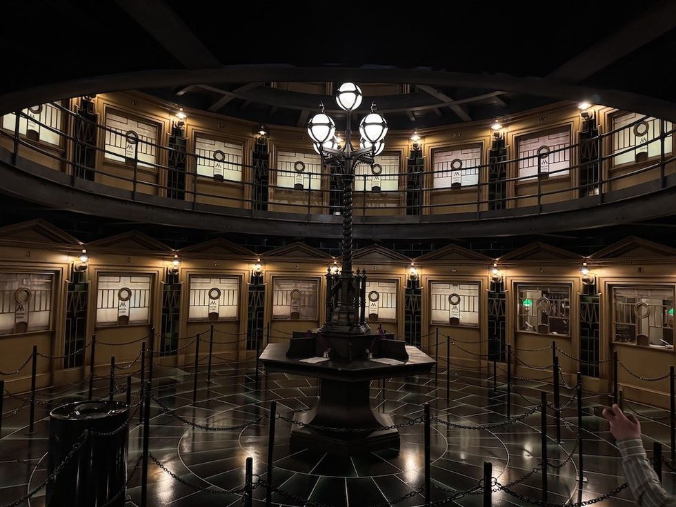 Reception in the British Ministry of Magic Minitry offices at Harry Potter and the Battle at the Ministry Wizarding World of Harry Potter Ministry of Magic Universal Epic Universe