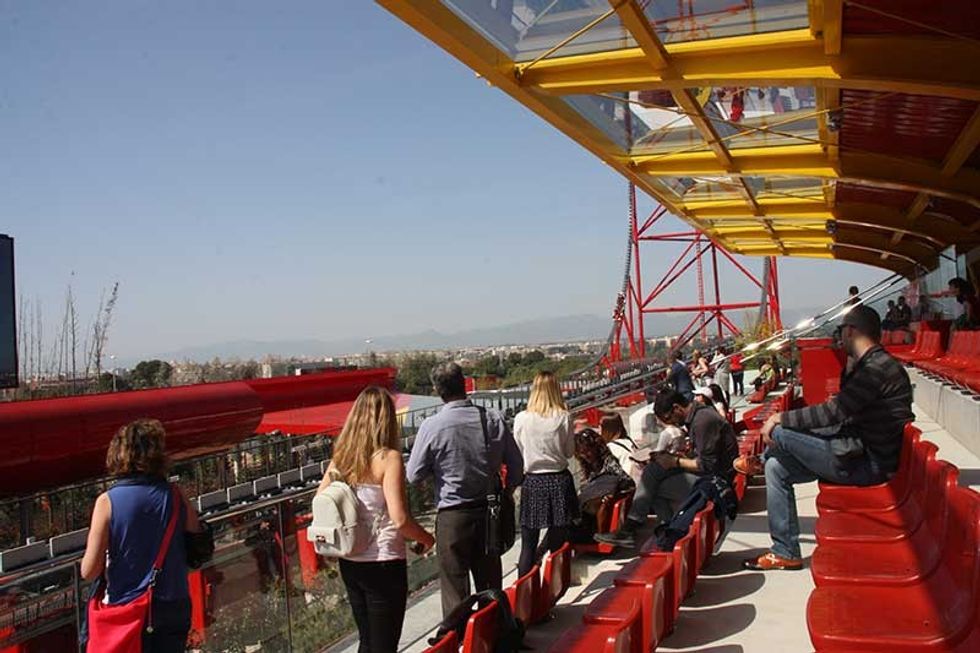 red force grand stand ferrari land