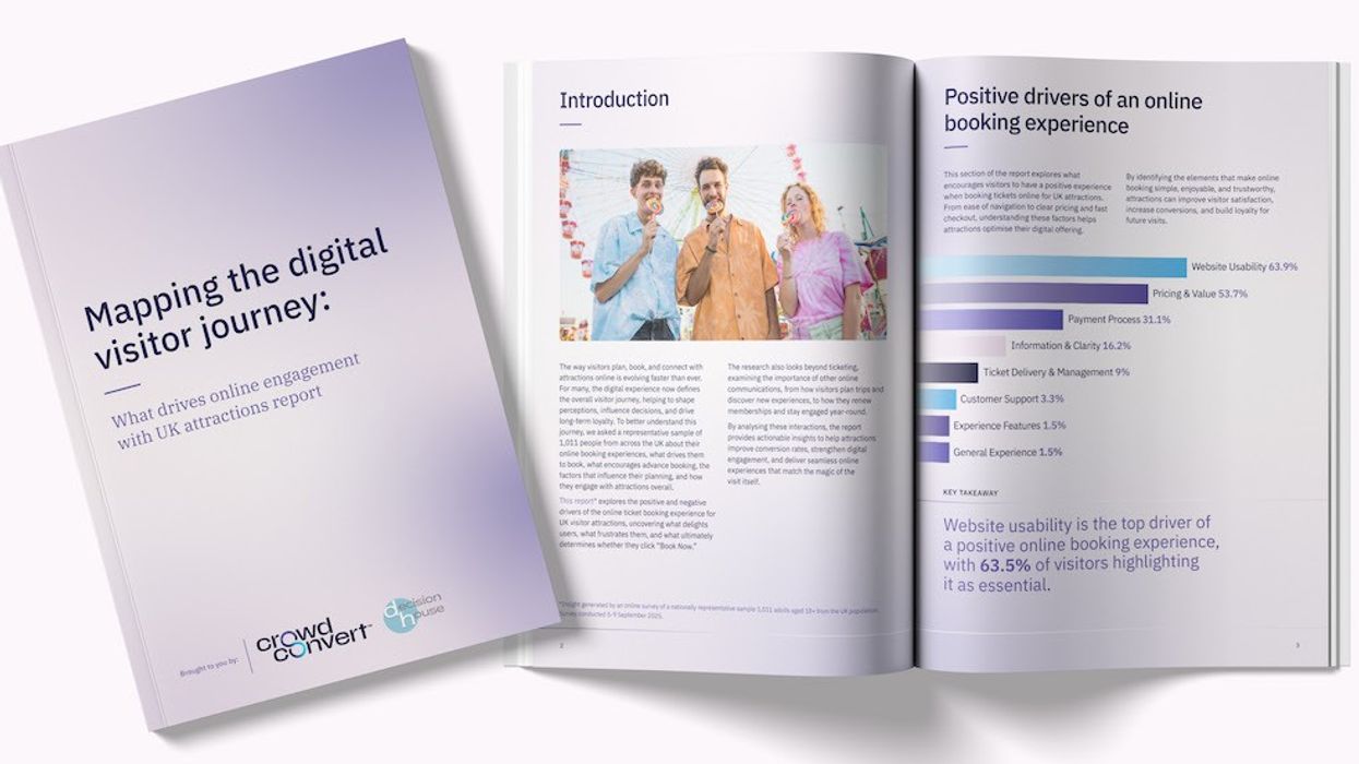 Report on digital visitor journey; includes charts and introduction page with photo.