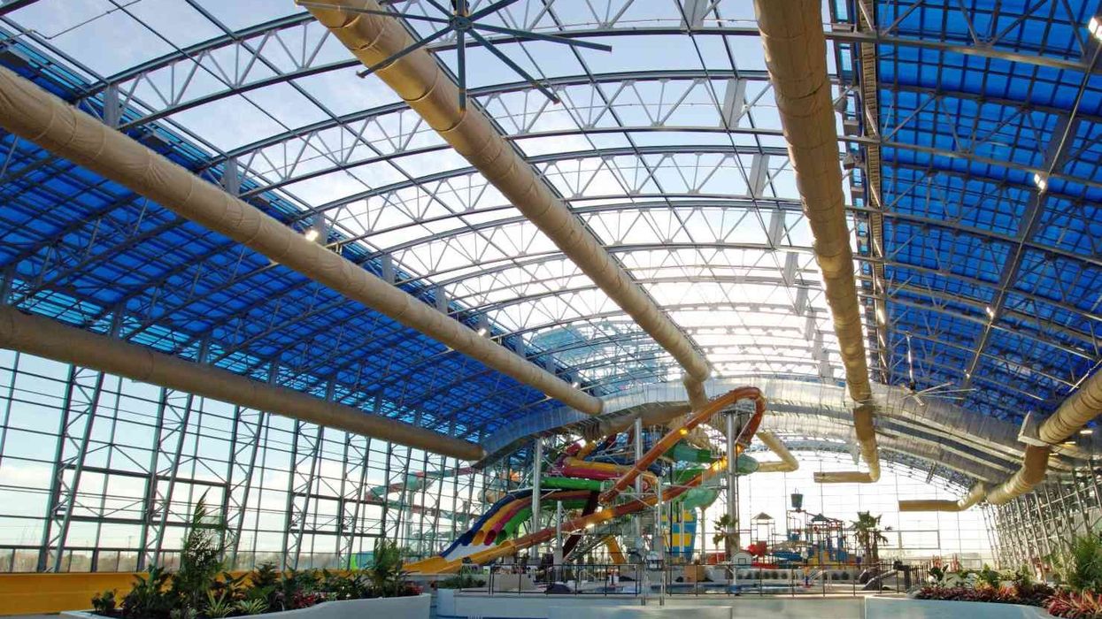 retractable roof at Epic Waters indoor waterpark by OpenAire