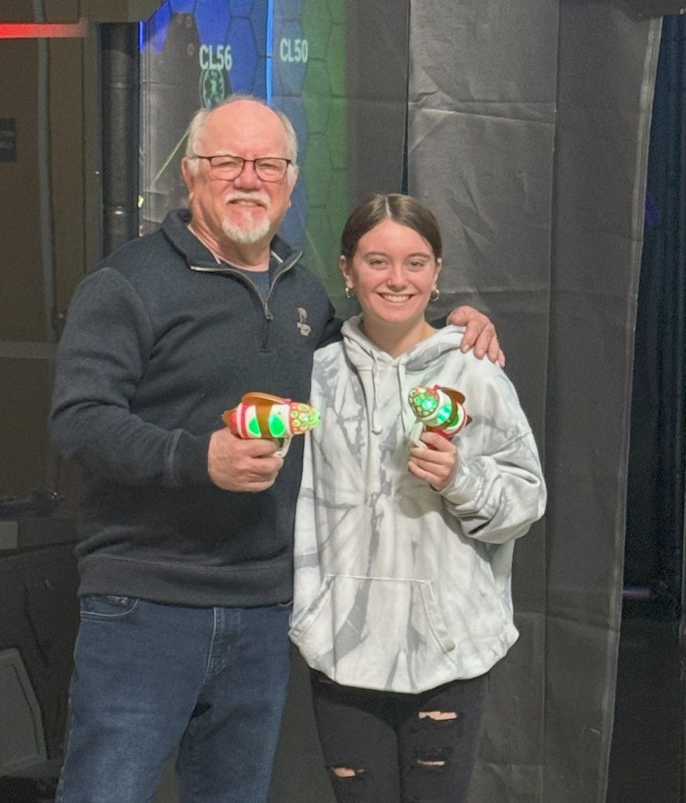 Rick Briggs with #1 play tester, Rosalie, granddaughter